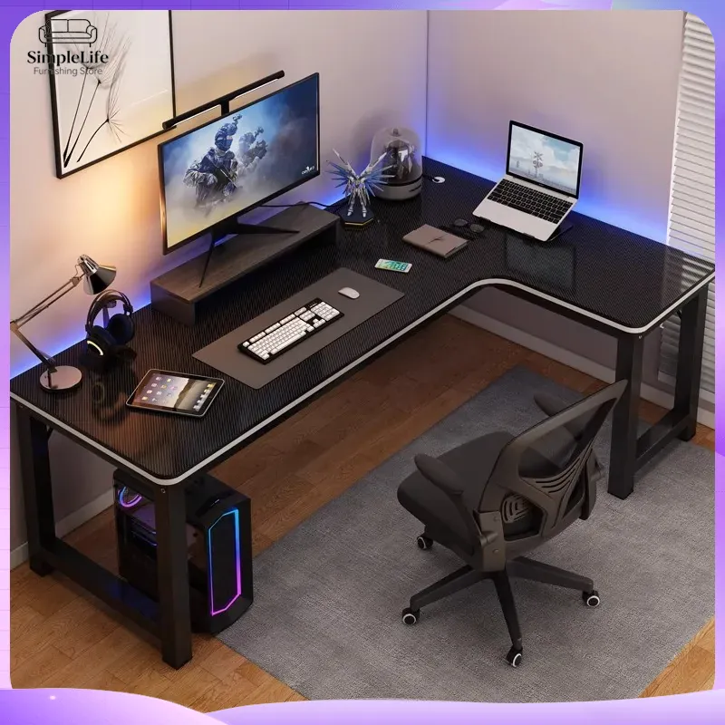Desk Setup Monitor And Laptop - Meja Gaming Sudut untuk Komputer PC