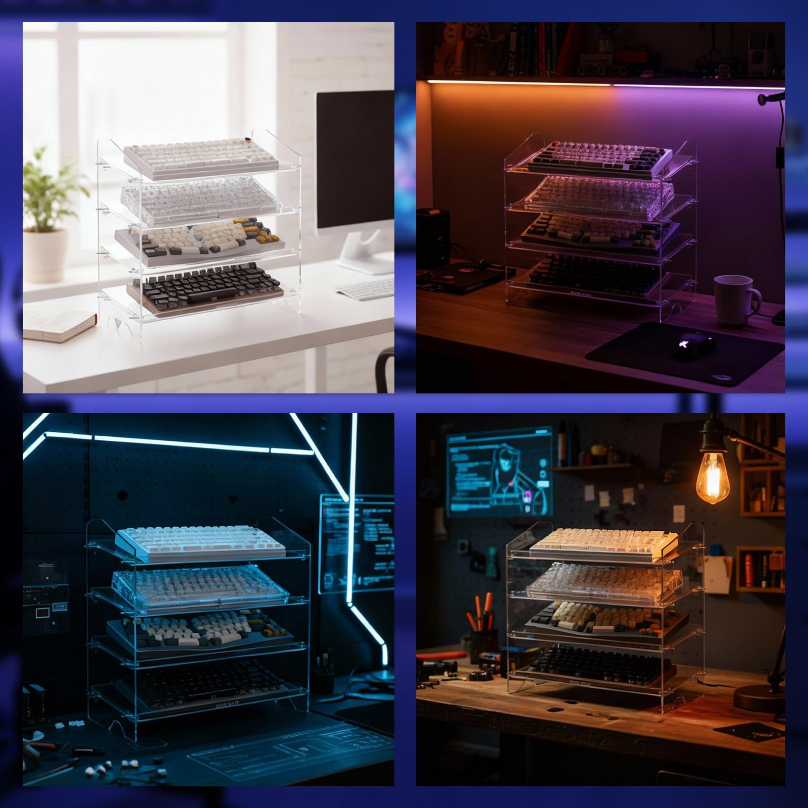Desk Setup Tablet - Rak Penyimpanan Keyboard Mekanik, Keycaps, dan