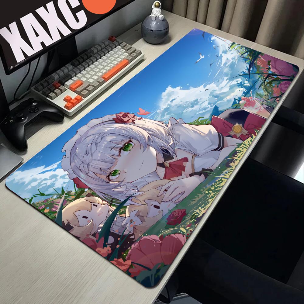 Desk Setup Keyboard - Genshin Mousepad bantalan Mouse Gaming besar,
