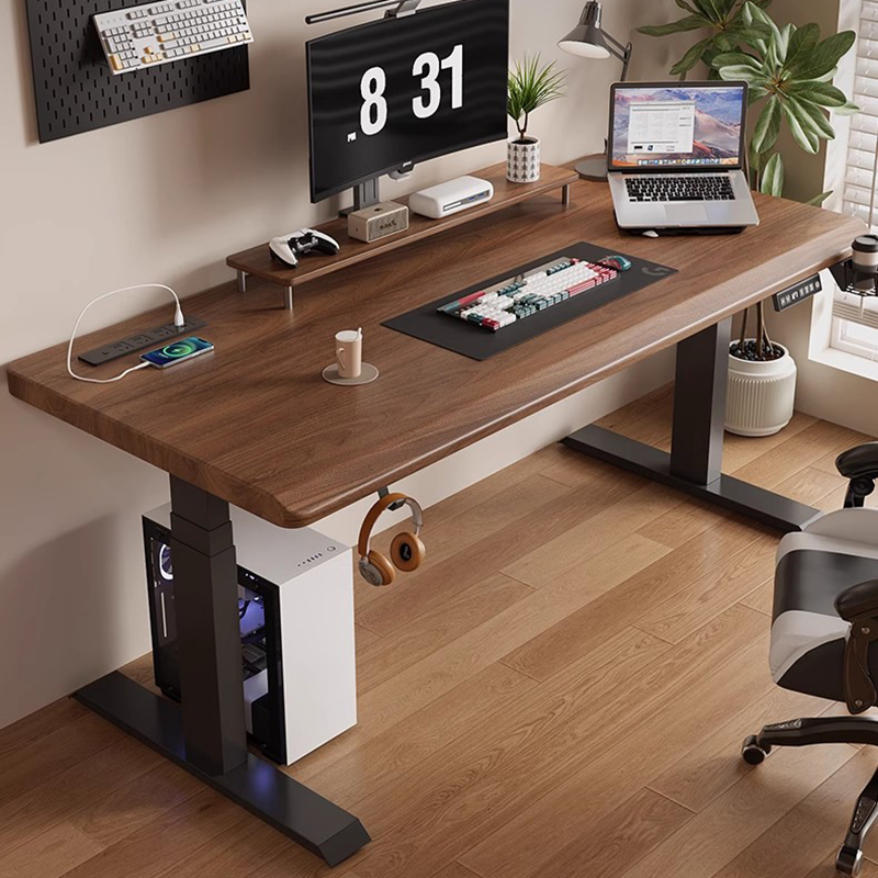 Desk Setup Oak - Meja Tinggi Dapat Disesuaikan Meja Kantor