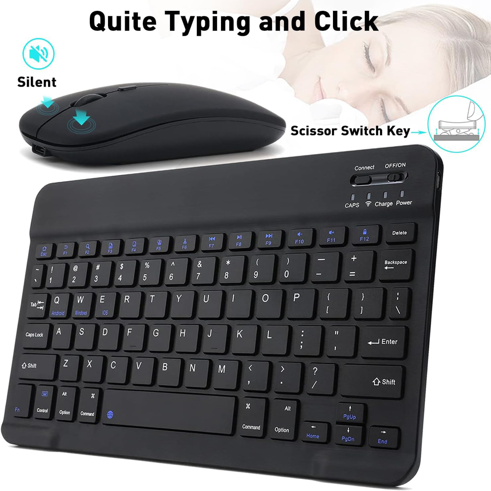 Desk Setup Keyboard - Keyboard Mini Bluetooth Nirkabel 10 inci