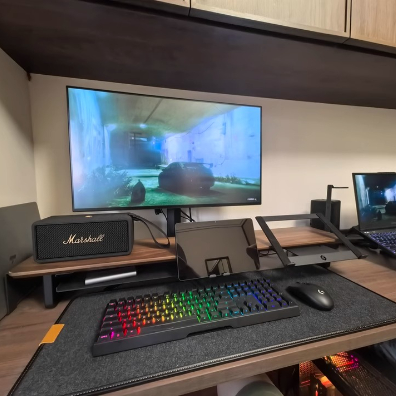 Desk Setup Monitor And Laptop - Stand Monitor Modular Ergonomis, Organizer Meja,