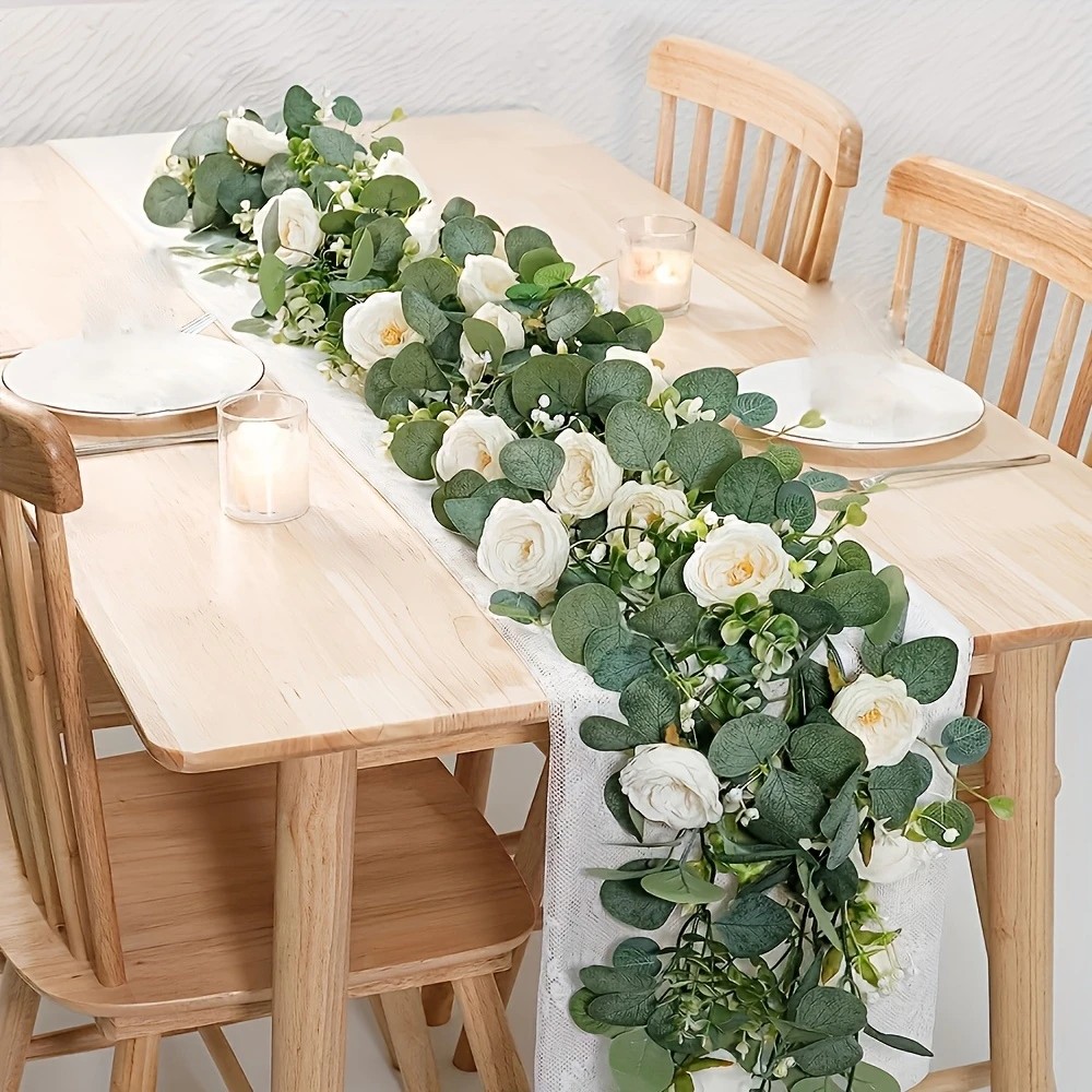 Desk Setup Background - Karangan Bunga Eucalyptus dan Mawar 70