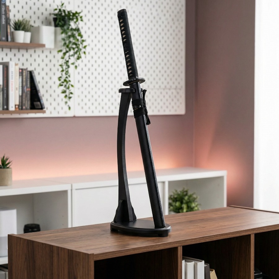 Desk Setup Shelf - Rak Penyimpanan Pedang Katana Vertikal, Penyangga