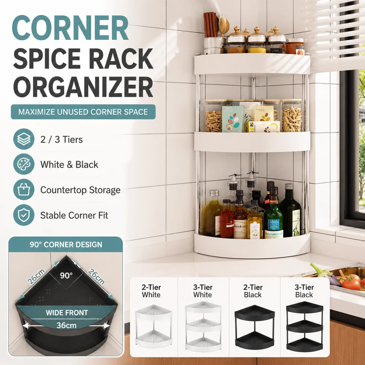 Rak Bumbu Dapur 2/3 Tingkat, R - Desk Setup Shelf ulasan dan harga