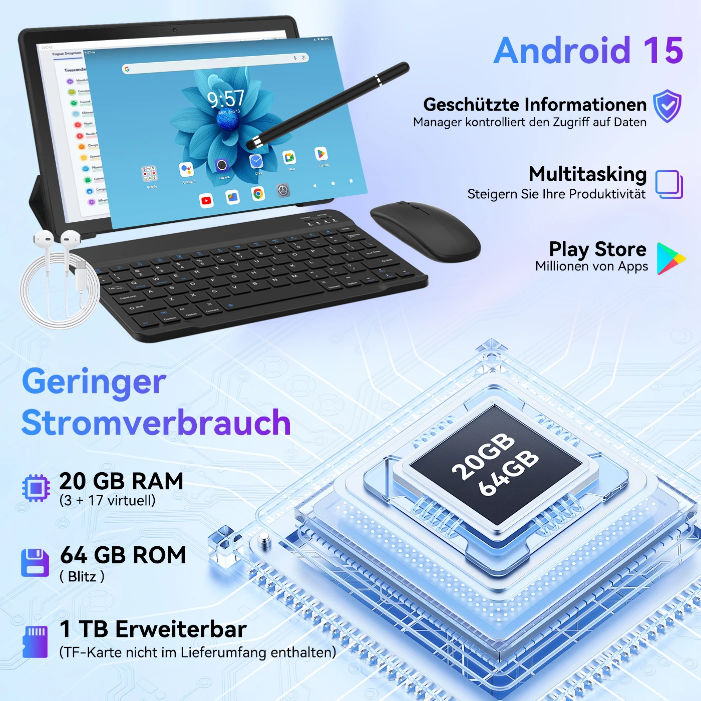 Tablet URAO Android 15 10.1 In - Desk Setup Keyboard ulasan dan harga