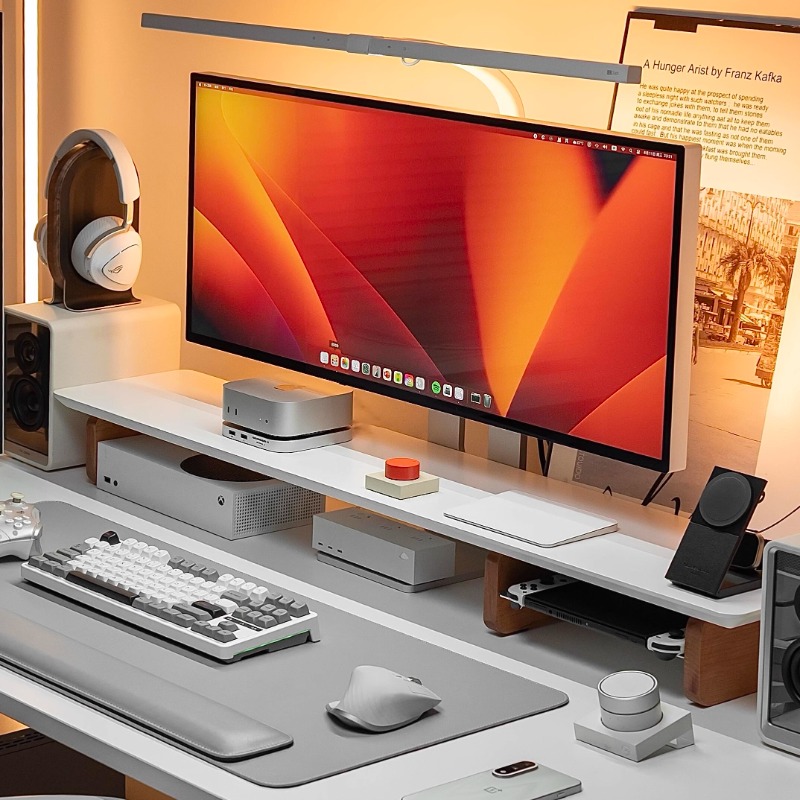 Rak Monitor Komputer Organizer - Desk Setup Monitor And Laptop ulasan dan harga