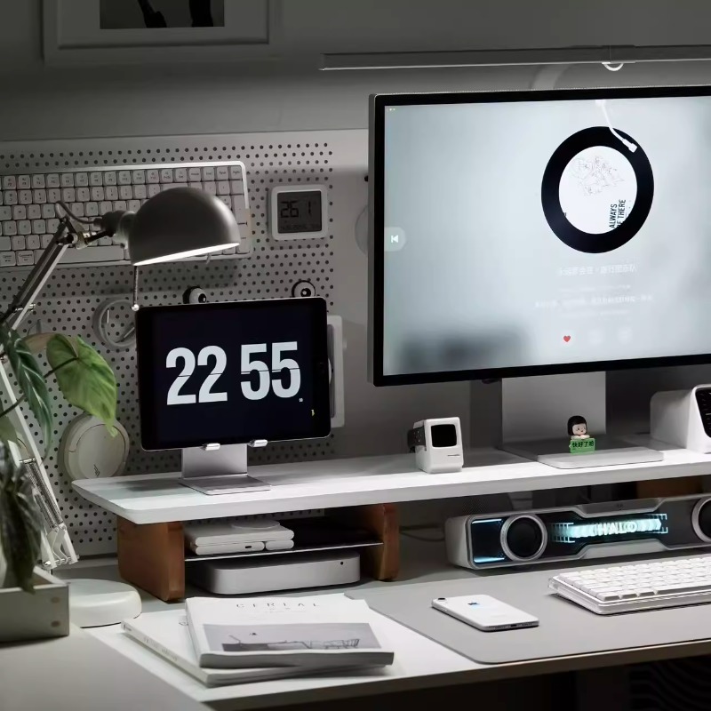 Rak Monitor Komputer Organizer - Desk Setup Monitor And Laptop ulasan dan harga