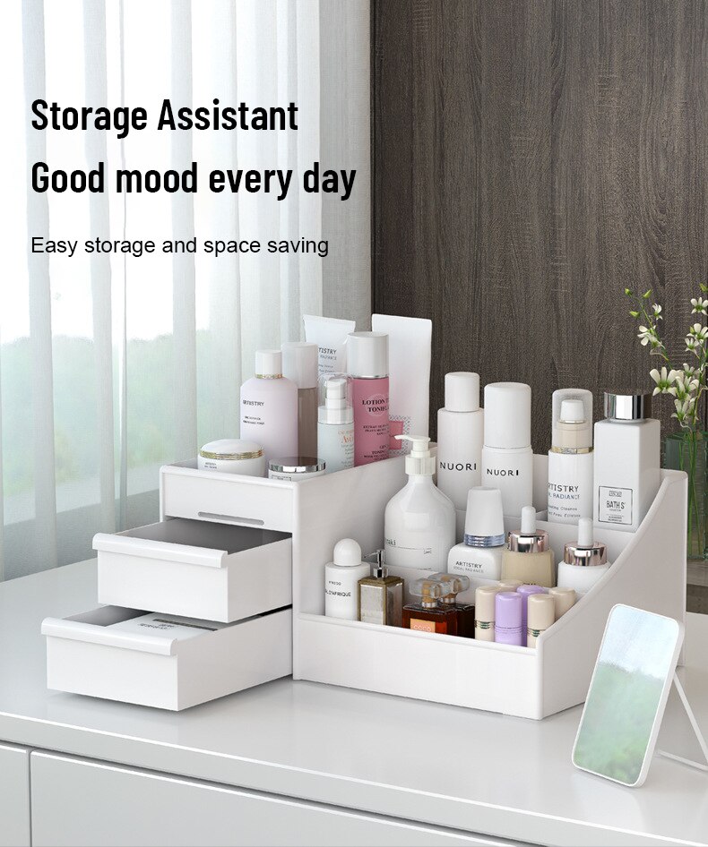 Kotak Penyimpanan Kosmetik Pla - Desk Setup Shelf ulasan dan harga