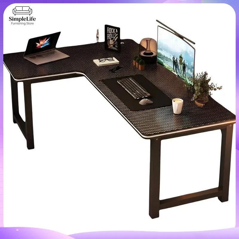 Meja Gaming Sudut dengan Rak P - Desk Setup Bedroom ulasan dan harga
