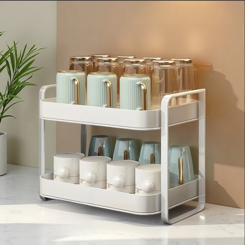 Rak Organizer Cangkir 2 Tingka - Desk Setup Shelf ulasan dan harga
