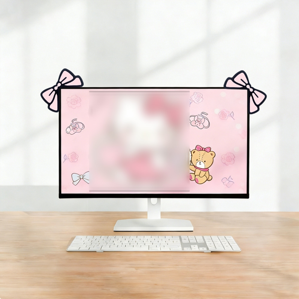 Dekorasi Monitor Pita Pink Luc - Desk Setup Monitor And Laptop ulasan dan harga