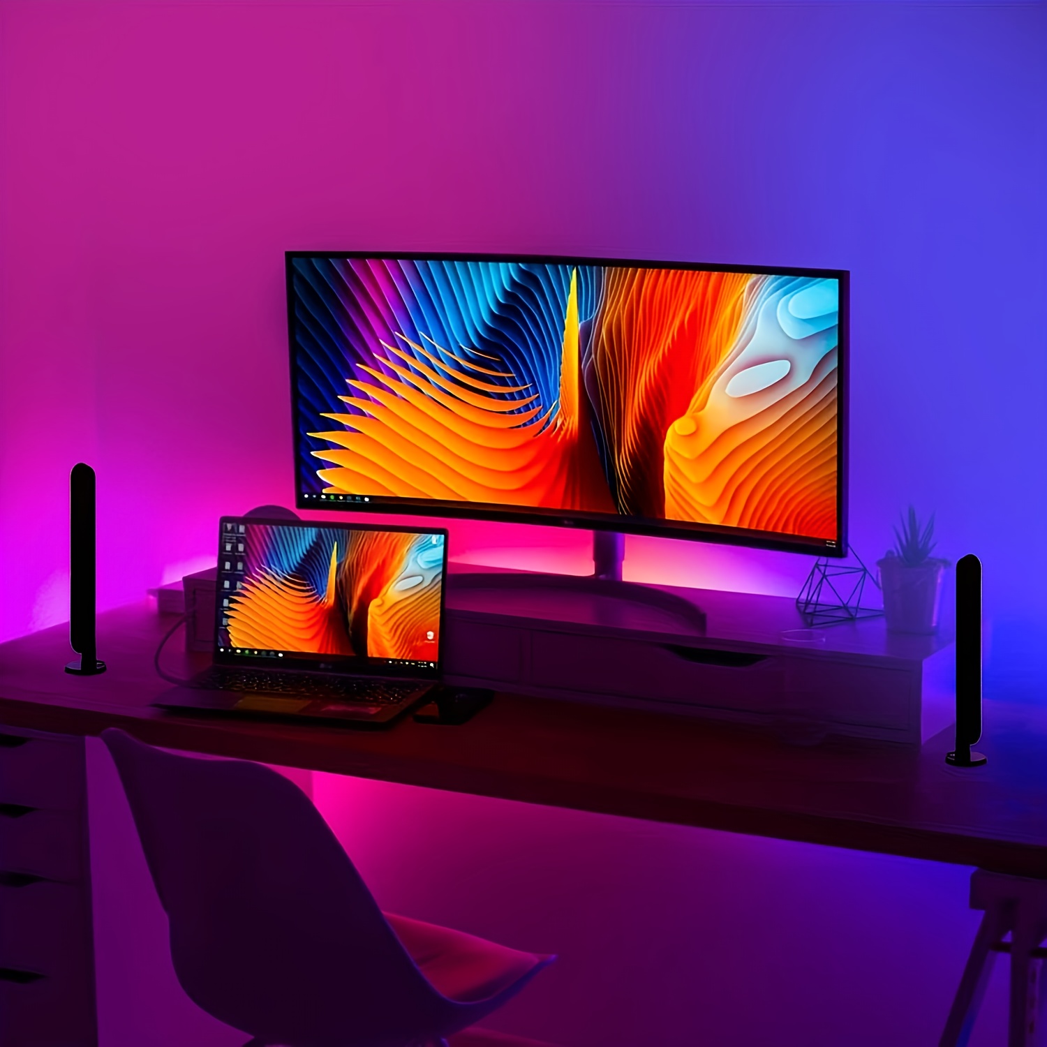 1/2 Buah LED Desktop Pintar RG - Desk Setup Background ulasan dan harga