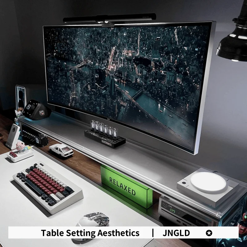 Dudukan Monitor Aluminium Akri - Desk Setup Monitor And Laptop ulasan dan harga